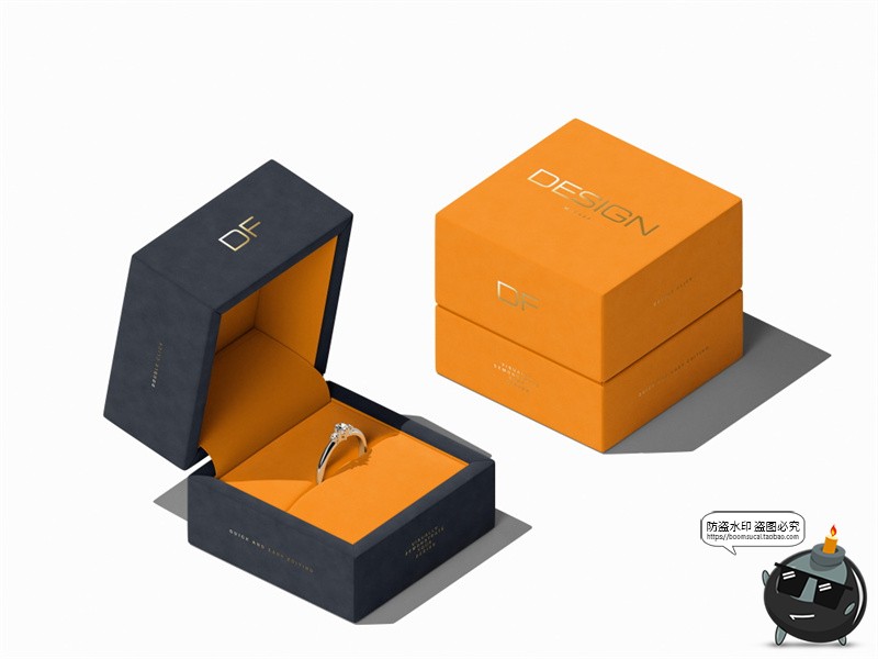 珠宝钻戒求婚戒指正方形首饰盒包装展示效果图样机PSD模板ps素材-设计猿