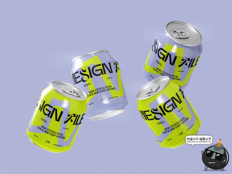 图片[5]-迷你听装饮料汽水苏打水果汁小罐易拉罐产品包装样机PSD模板素材-设计猿