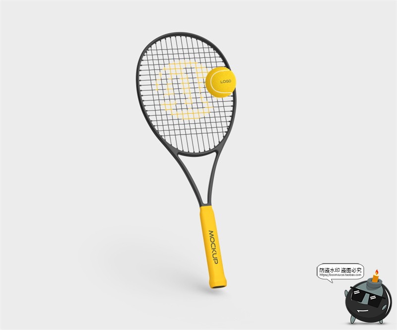 图片[3]-网球拍训练球拍线logo标识贴图体育用品效果展示样机PSD模板素材-设计猿