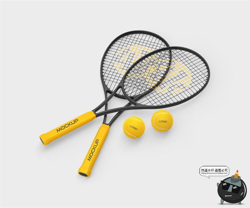 图片[5]-网球拍训练球拍线logo标识贴图体育用品效果展示样机PSD模板素材-设计猿