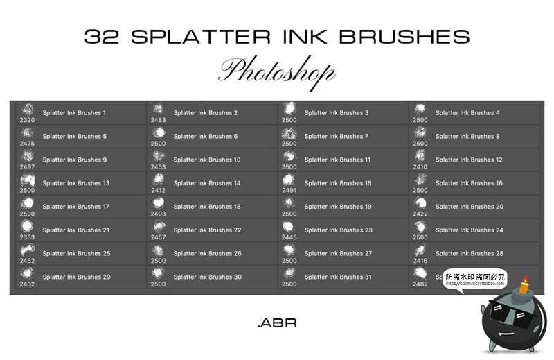 图片[2]-泼墨墨迹划痕痕迹飞溅抽象艺术后期装饰元素PS笔刷abr格式ps素材-设计猿