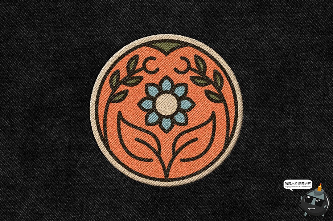 图片[2]-服装织物刺绣补丁自定义形状织唛布贴logo图案贴图PSD样机ps素材-设计猿