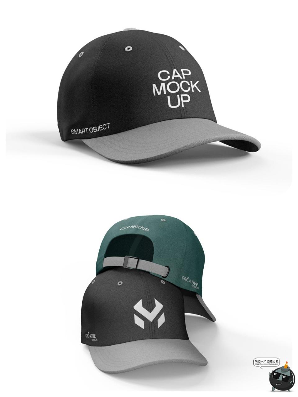 图片[4]-韩式棒球帽子弯檐运动鸭舌帽遮阳帽贴图效果展示样机PSD模板素材-设计猿