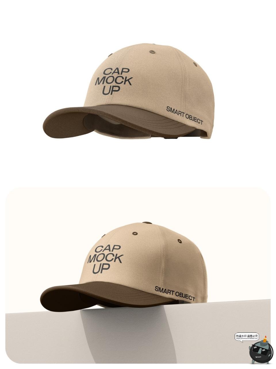 图片[6]-韩式棒球帽子弯檐运动鸭舌帽遮阳帽贴图效果展示样机PSD模板素材-设计猿