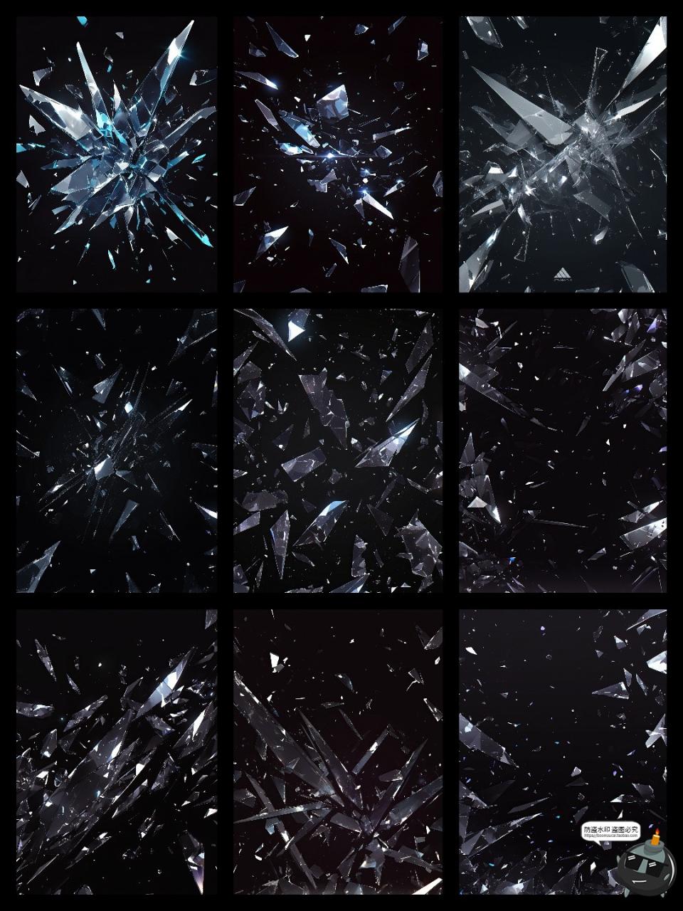 图片[1]-暗黑梦幻不规则玻璃碎片破碎小碎片背景溶图后期合成JPG黑底素材-设计猿