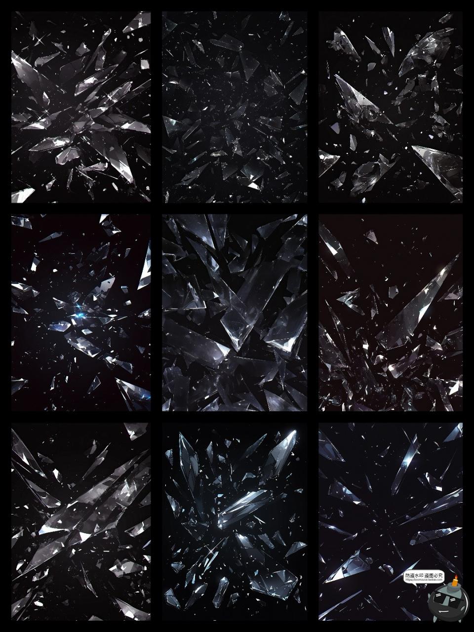 图片[2]-暗黑梦幻不规则玻璃碎片破碎小碎片背景溶图后期合成JPG黑底素材-设计猿