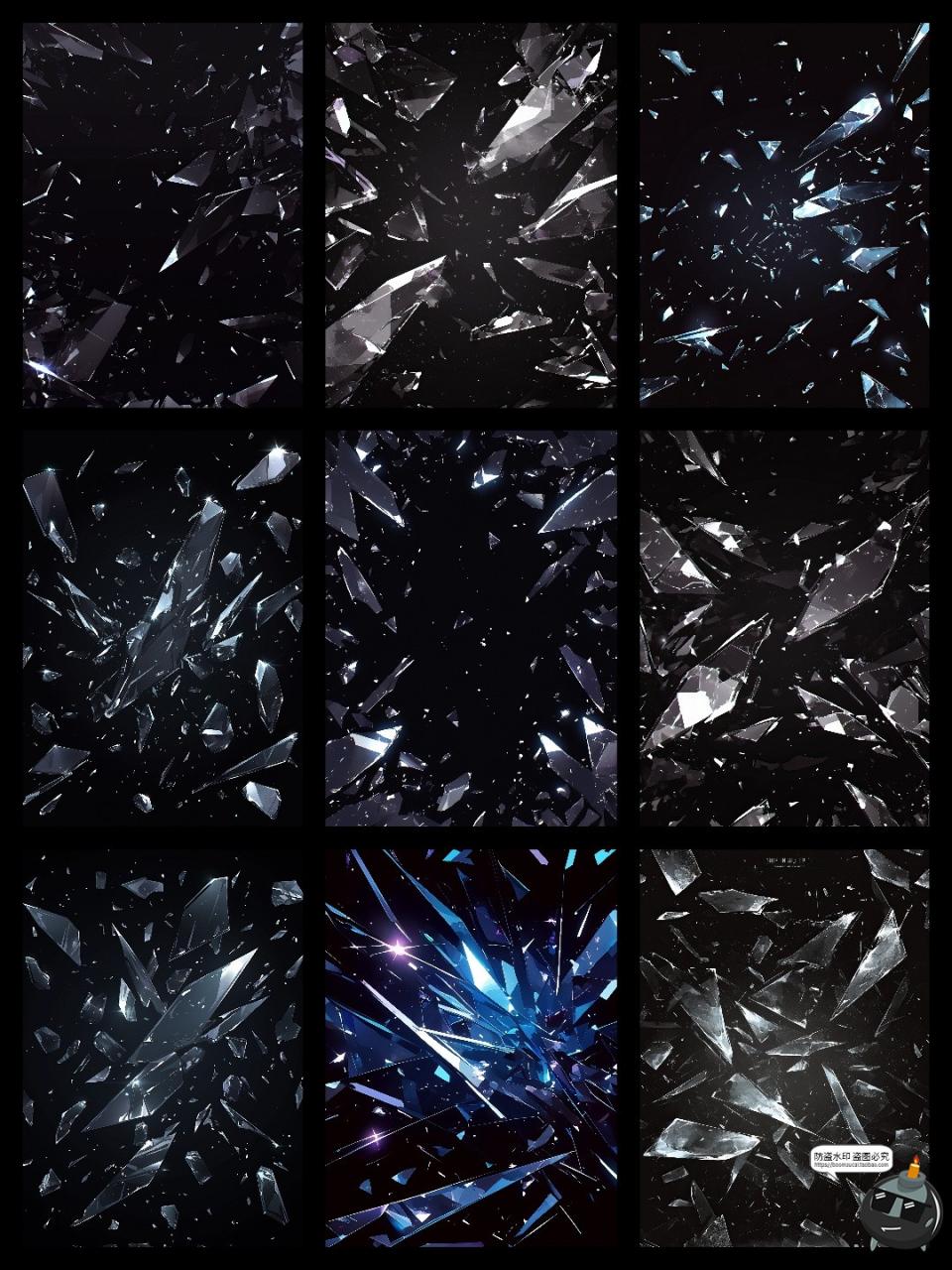 图片[3]-暗黑梦幻不规则玻璃碎片破碎小碎片背景溶图后期合成JPG黑底素材-设计猿
