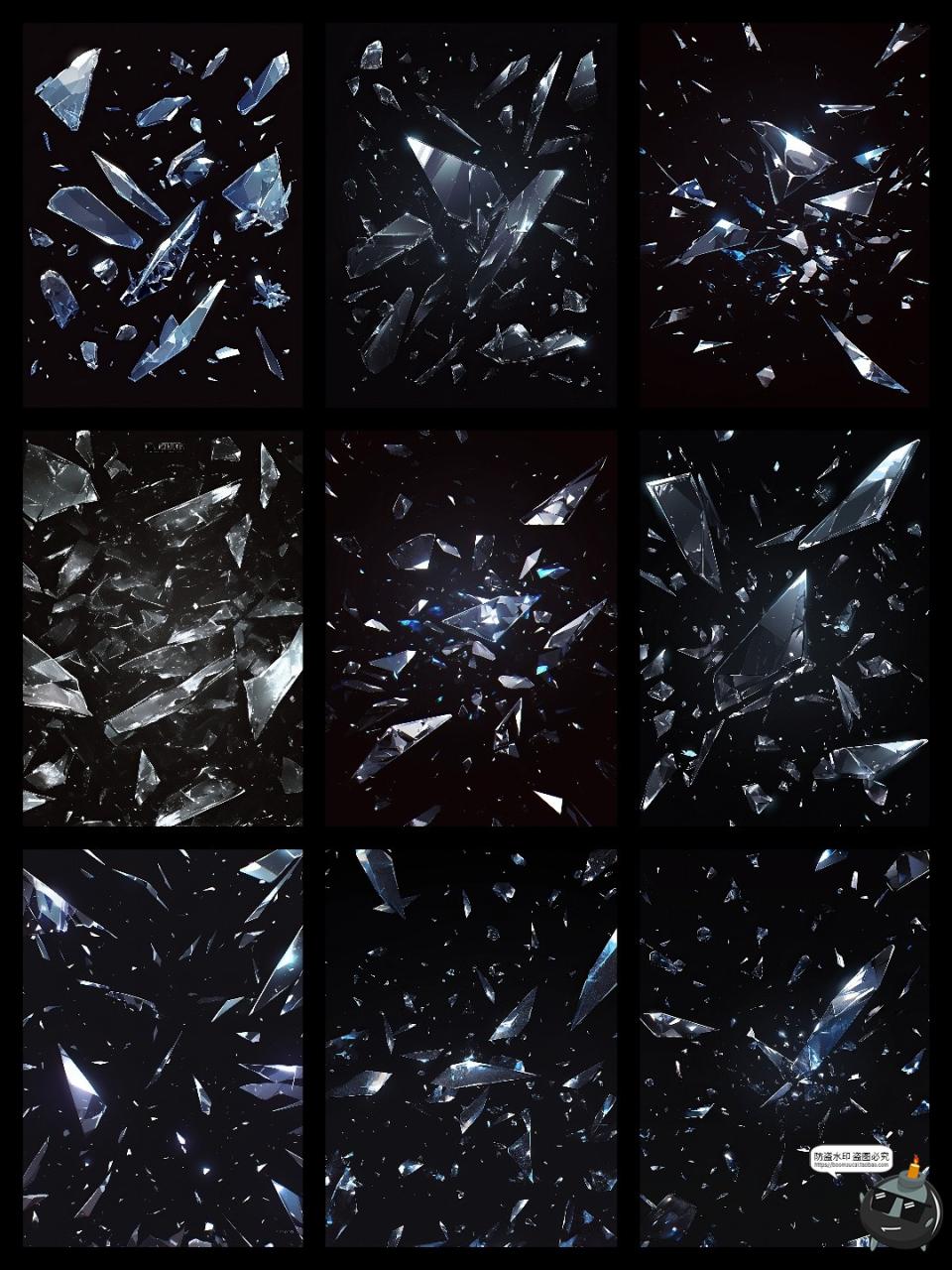 图片[4]-暗黑梦幻不规则玻璃碎片破碎小碎片背景溶图后期合成JPG黑底素材-设计猿