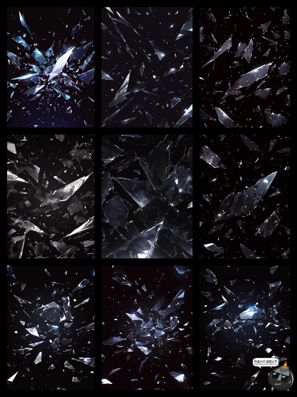 图片[5]-暗黑梦幻不规则玻璃碎片破碎小碎片背景溶图后期合成JPG黑底素材-设计猿