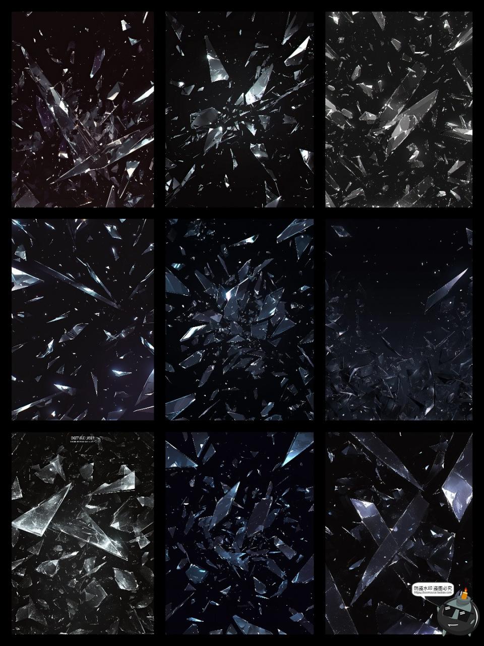 图片[6]-暗黑梦幻不规则玻璃碎片破碎小碎片背景溶图后期合成JPG黑底素材-设计猿