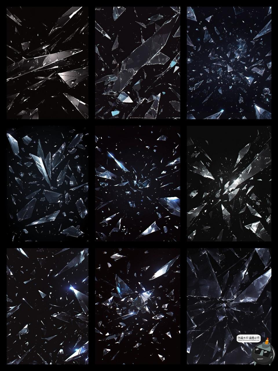 图片[7]-暗黑梦幻不规则玻璃碎片破碎小碎片背景溶图后期合成JPG黑底素材-设计猿