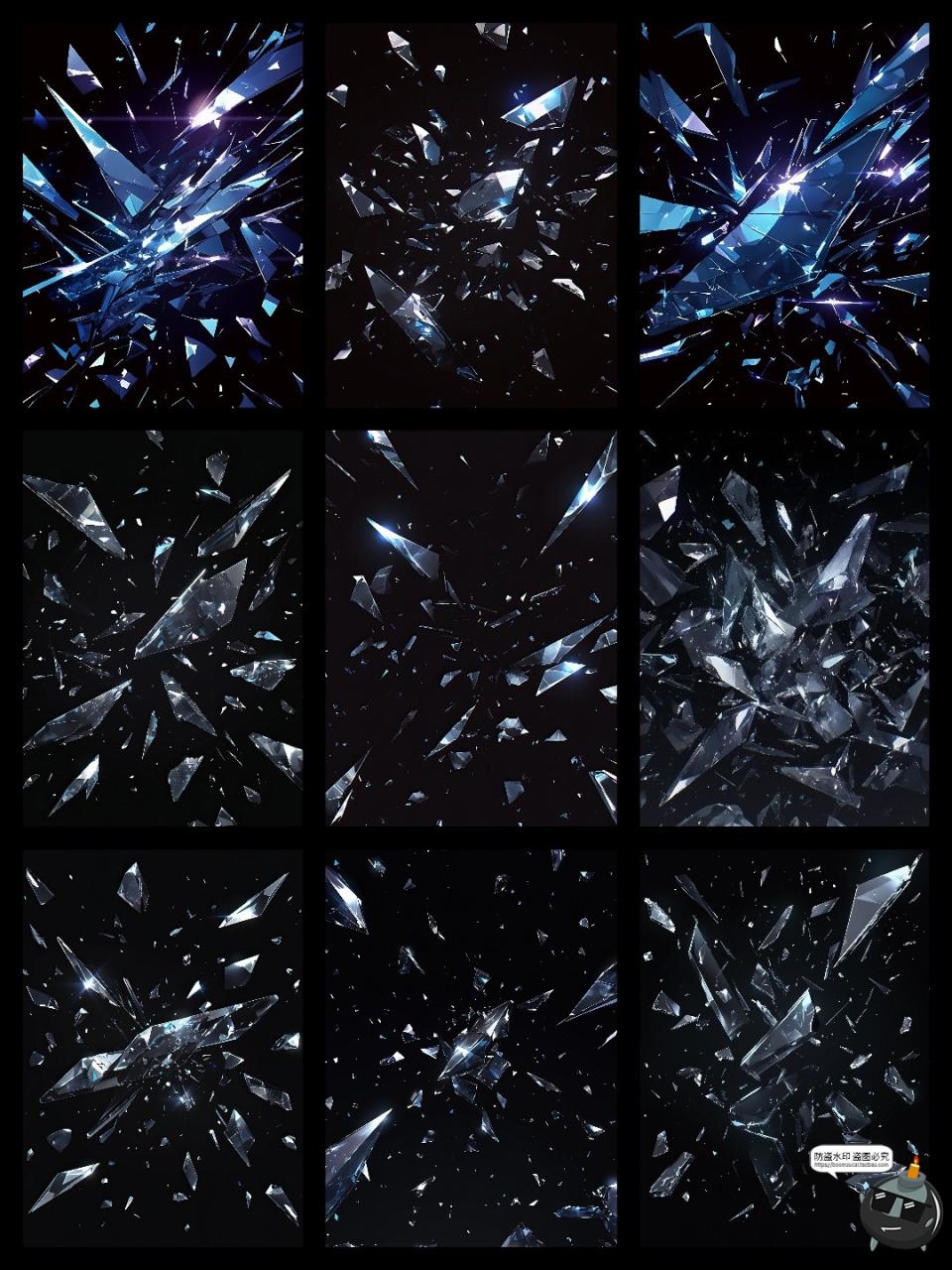 图片[8]-暗黑梦幻不规则玻璃碎片破碎小碎片背景溶图后期合成JPG黑底素材-设计猿
