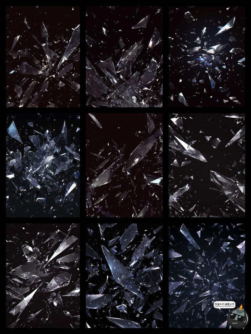 图片[9]-暗黑梦幻不规则玻璃碎片破碎小碎片背景溶图后期合成JPG黑底素材-设计猿