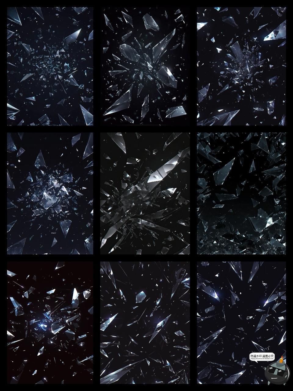 图片[10]-暗黑梦幻不规则玻璃碎片破碎小碎片背景溶图后期合成JPG黑底素材-设计猿