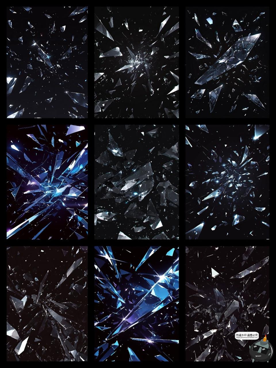 图片[11]-暗黑梦幻不规则玻璃碎片破碎小碎片背景溶图后期合成JPG黑底素材-设计猿