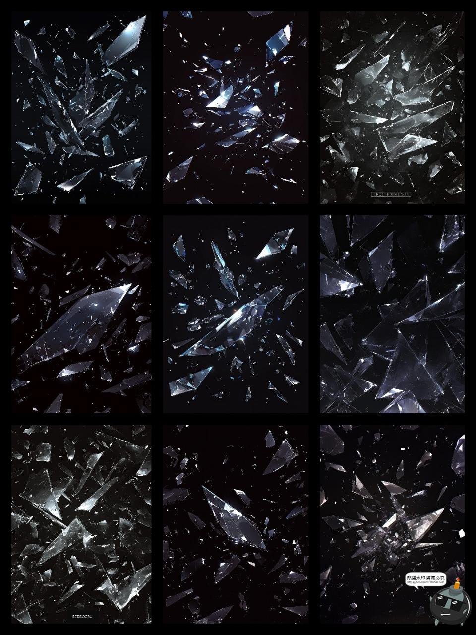图片[12]-暗黑梦幻不规则玻璃碎片破碎小碎片背景溶图后期合成JPG黑底素材-设计猿