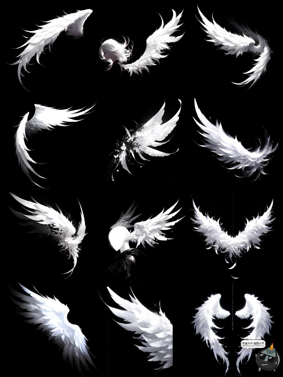 卡通纯白精灵天使羽毛羽翼翅膀双翅特效照片后期合成PNG免抠素材-设计猿