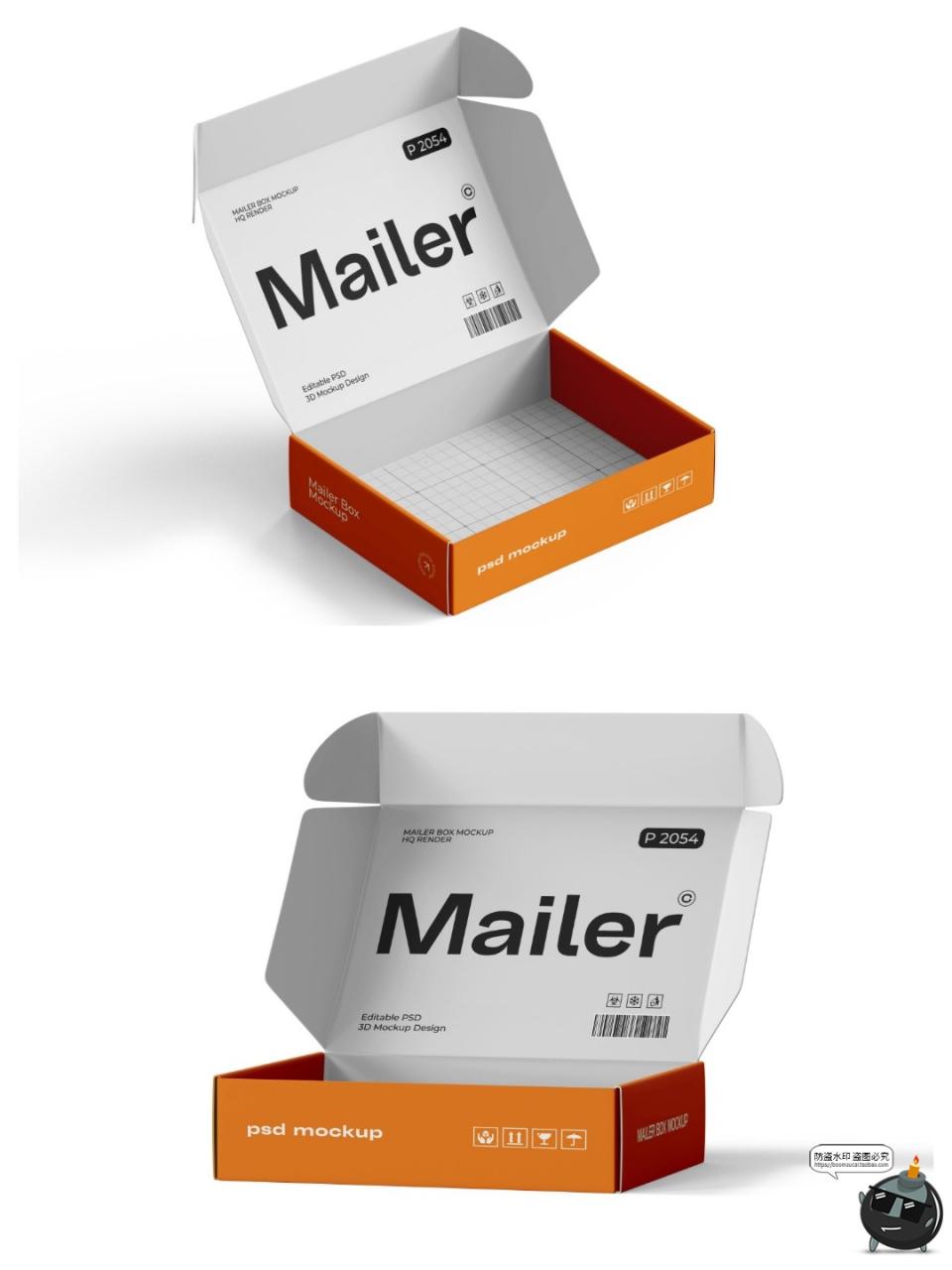 图片[2]-长方形飞机盒子快递打包纸盒产品包装展示效果图PSD模板样机素材-设计猿