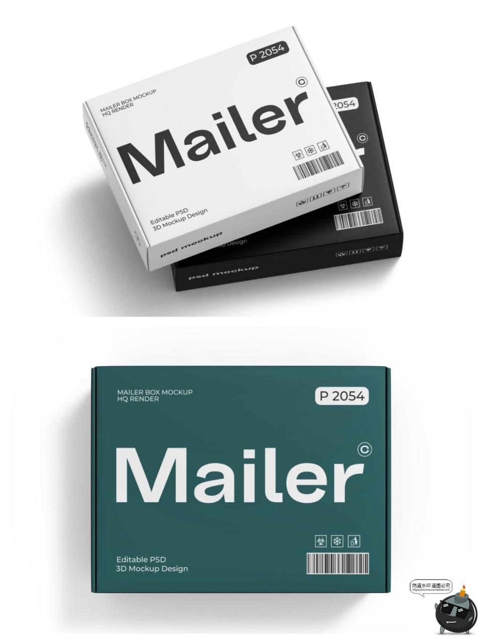 图片[3]-长方形飞机盒子快递打包纸盒产品包装展示效果图PSD模板样机素材-设计猿