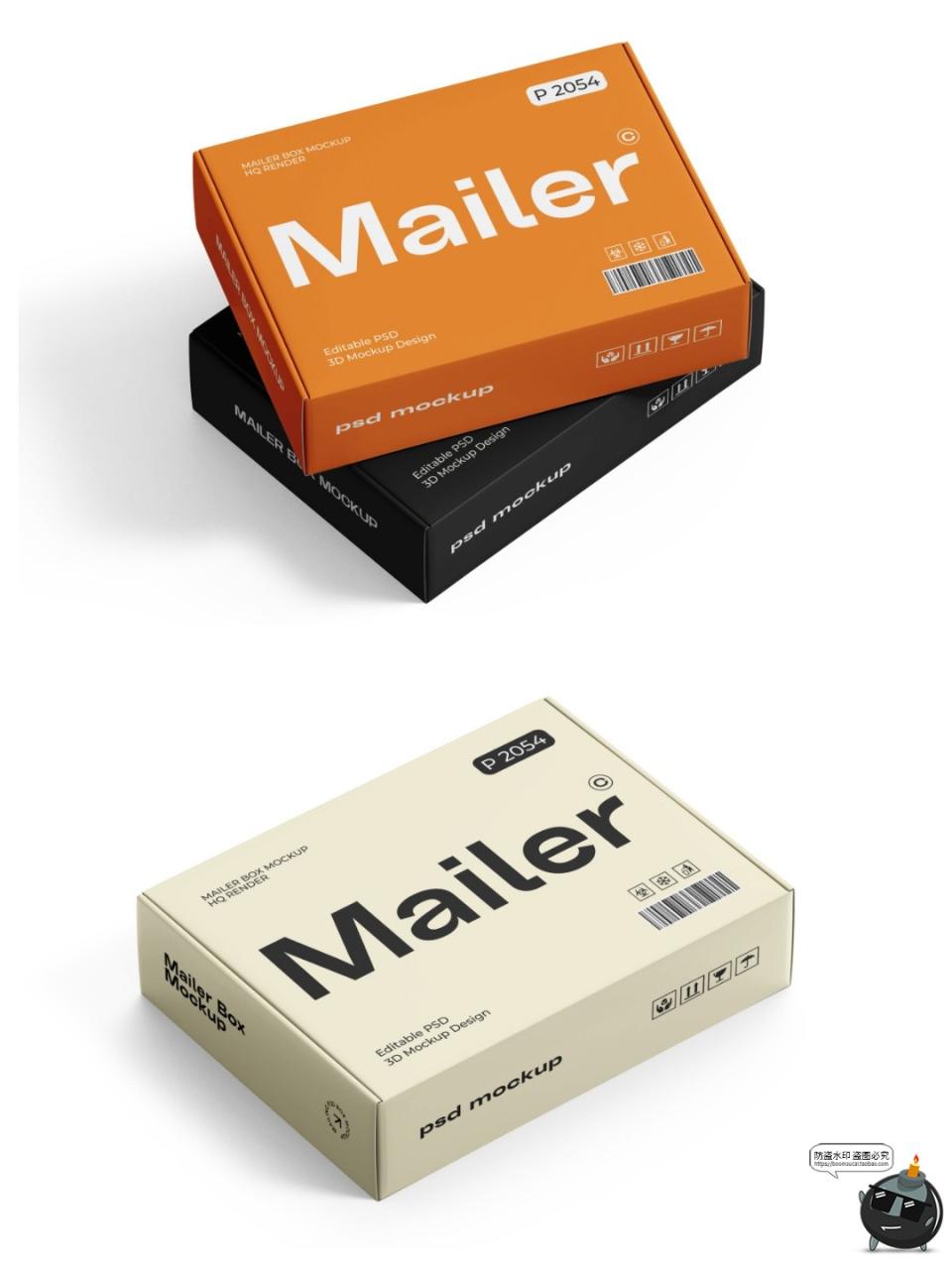 图片[4]-长方形飞机盒子快递打包纸盒产品包装展示效果图PSD模板样机素材-设计猿