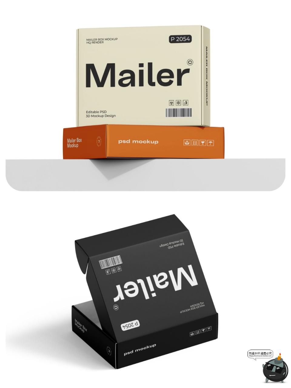 图片[6]-长方形飞机盒子快递打包纸盒产品包装展示效果图PSD模板样机素材-设计猿