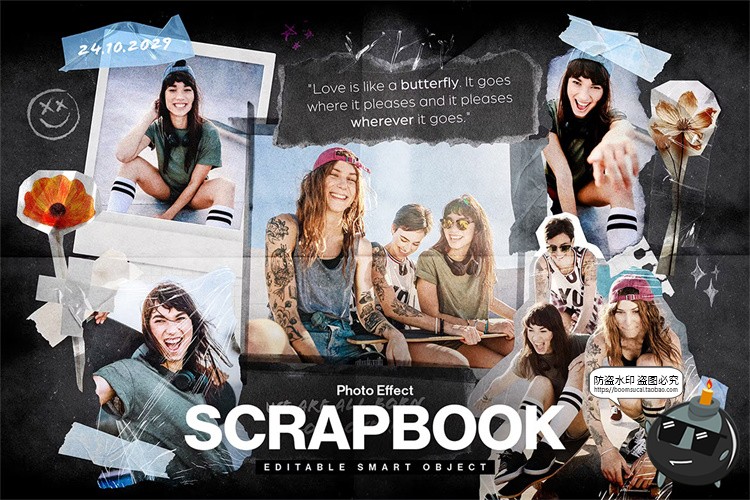 图片[3]-潮流撕纸照片相框情绪板旅游日记手账拼贴画剪切相簿PSD样机素材-设计猿
