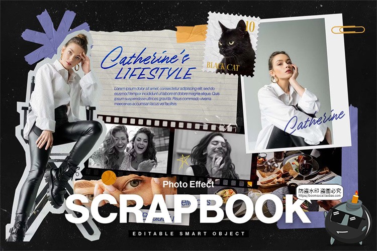 图片[4]-潮流撕纸照片相框情绪板旅游日记手账拼贴画剪切相簿PSD样机素材-设计猿