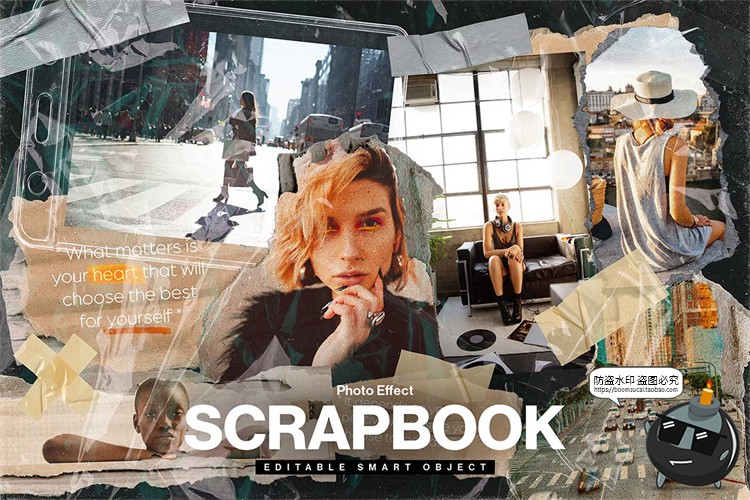 图片[6]-潮流撕纸照片相框情绪板旅游日记手账拼贴画剪切相簿PSD样机素材-设计猿