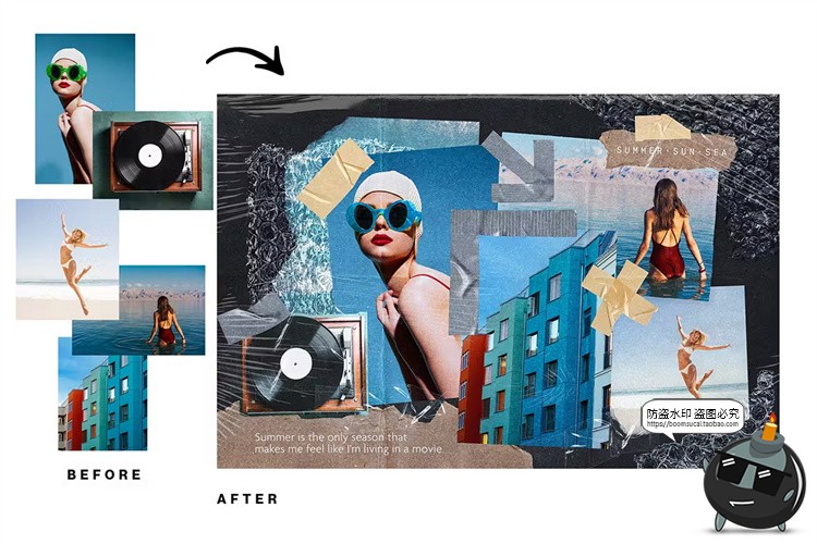 图片[10]-潮流撕纸照片相框情绪板旅游日记手账拼贴画剪切相簿PSD样机素材-设计猿