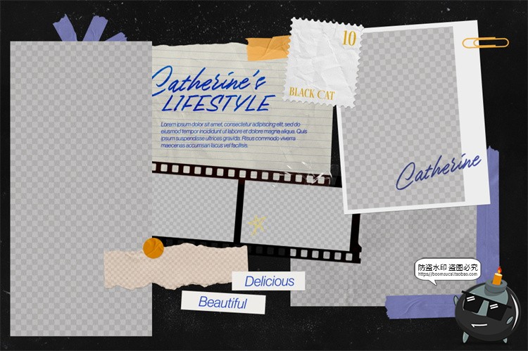 图片[15]-潮流撕纸照片相框情绪板旅游日记手账拼贴画剪切相簿PSD样机素材-设计猿