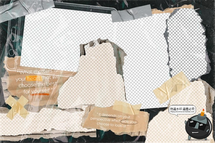 图片[17]-潮流撕纸照片相框情绪板旅游日记手账拼贴画剪切相簿PSD样机素材-设计猿