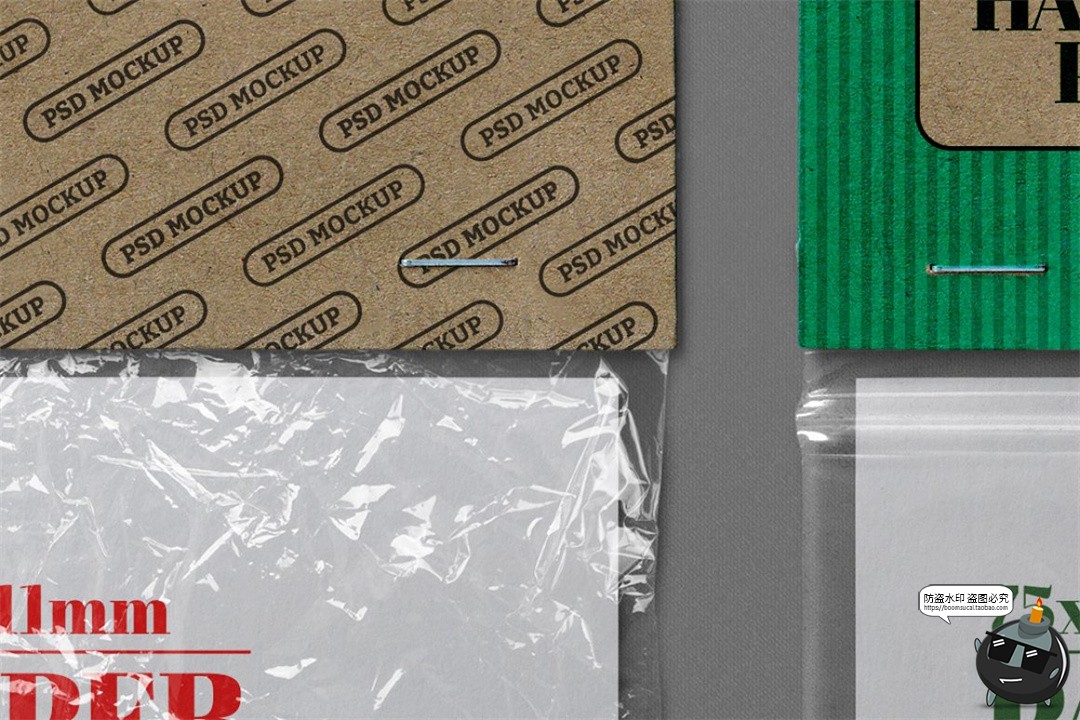 挂片卡片说明书吊牌纸张样机牛皮纸塑料袋包装样机PSD模板PS素材-设计猿