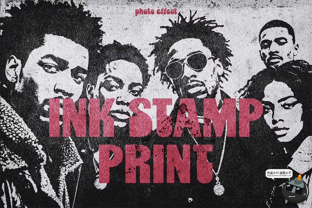 图片[1]-复古墨水纸张打印黑白粗糙灰尘噪点做旧照片效果PSD模板样机素材-设计猿
