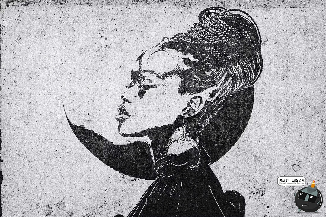 图片[3]-复古墨水纸张打印黑白粗糙灰尘噪点做旧照片效果PSD模板样机素材-设计猿