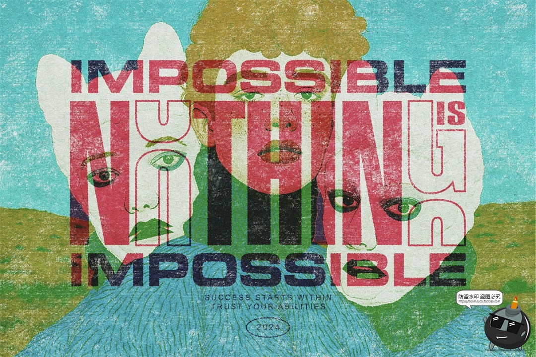 图片[2]-复古印刷污迹墨迹双层叠加合成做旧粗糙效果PSD模板样机后期素材-设计猿