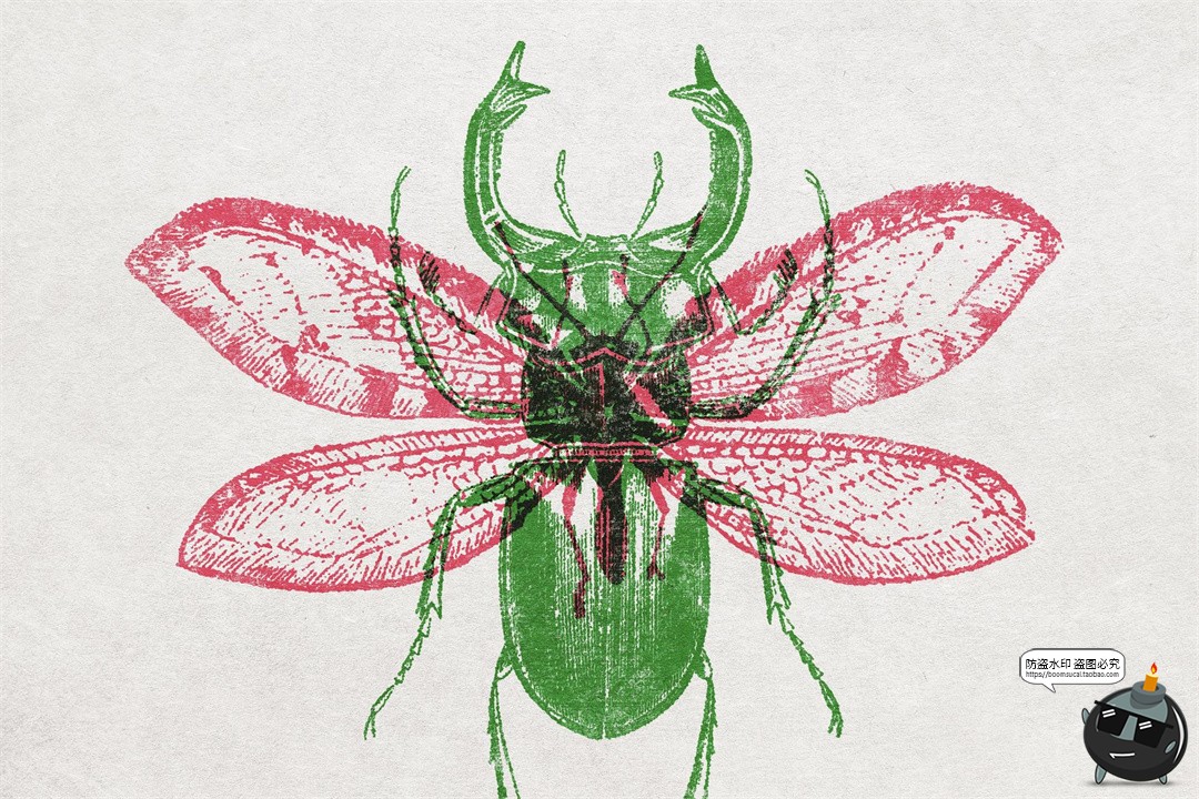 图片[3]-复古印刷污迹墨迹双层叠加合成做旧粗糙效果PSD模板样机后期素材-设计猿