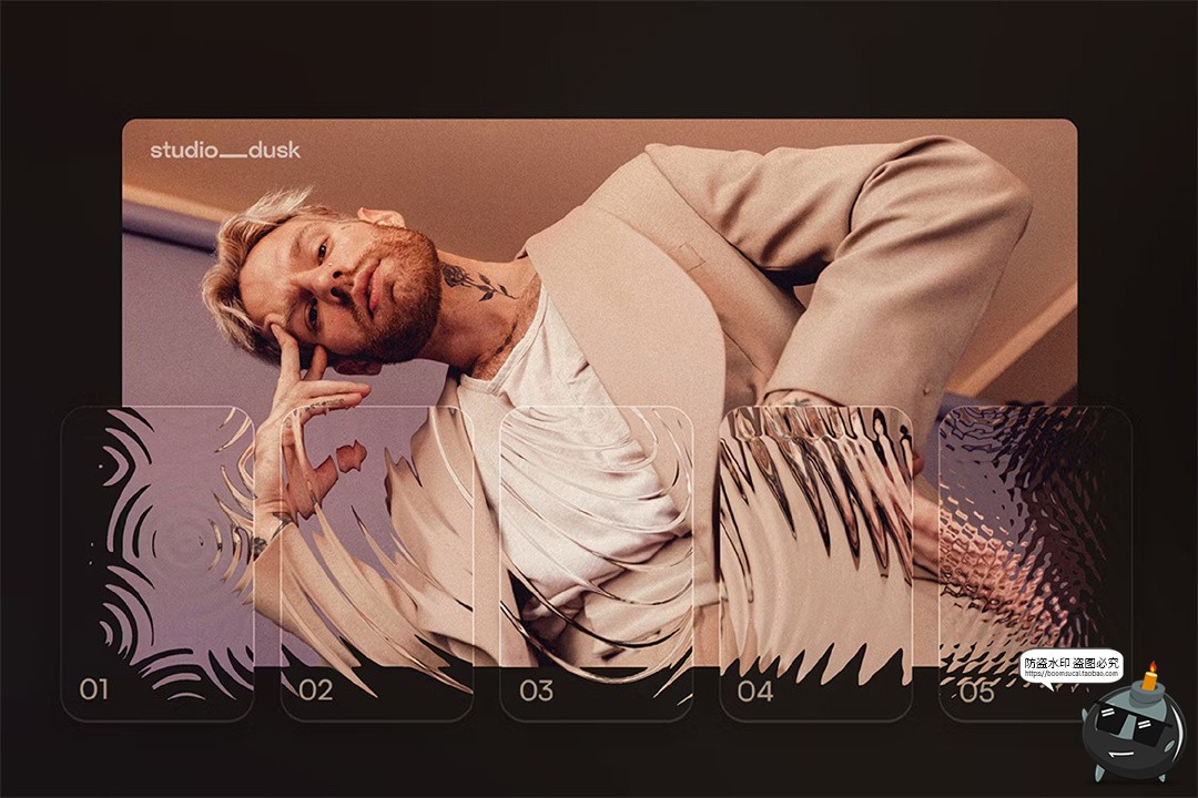 图片[2]-磨砂玻璃压花图案花纹效果样机滤镜叠加合成后期特效PSD模板素材-设计猿