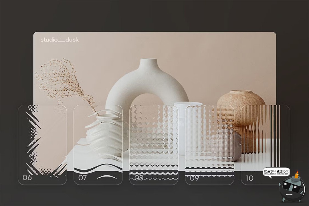 图片[3]-磨砂玻璃压花图案花纹效果样机滤镜叠加合成后期特效PSD模板素材-设计猿