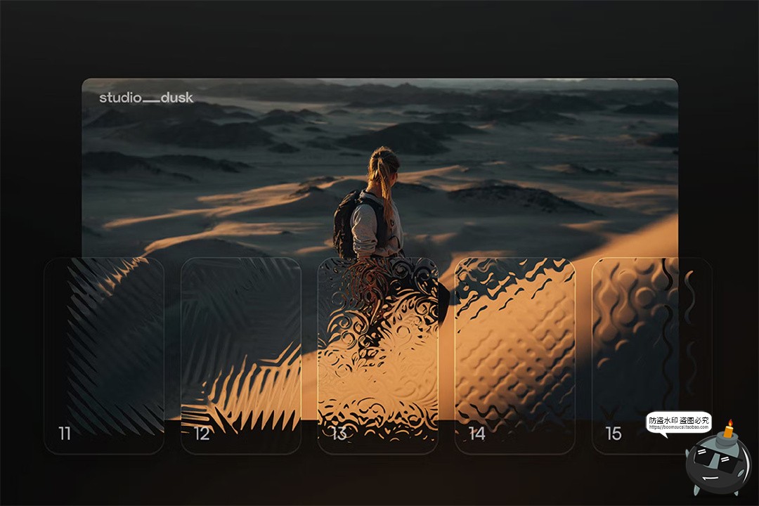 图片[4]-磨砂玻璃压花图案花纹效果样机滤镜叠加合成后期特效PSD模板素材-设计猿