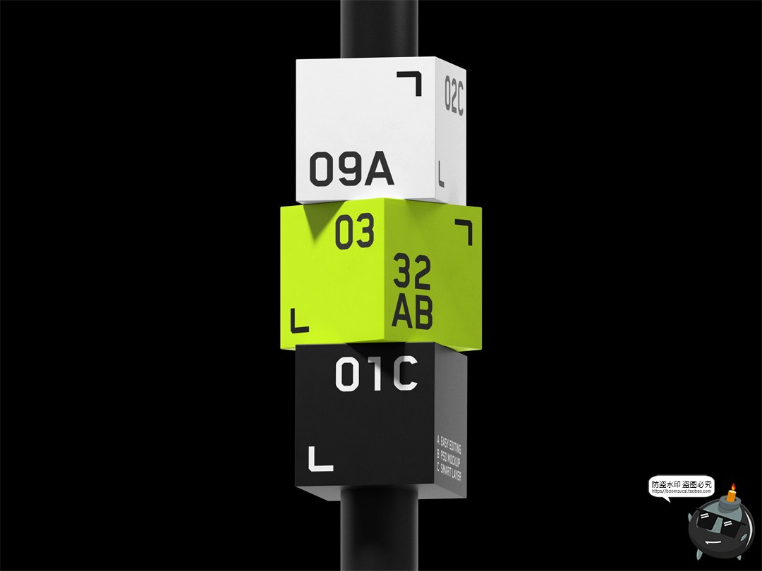 图片[4]-创意时尚路牌精神壁垒导视指示路牌吊牌效果展示样机PSD模板素材-设计猿