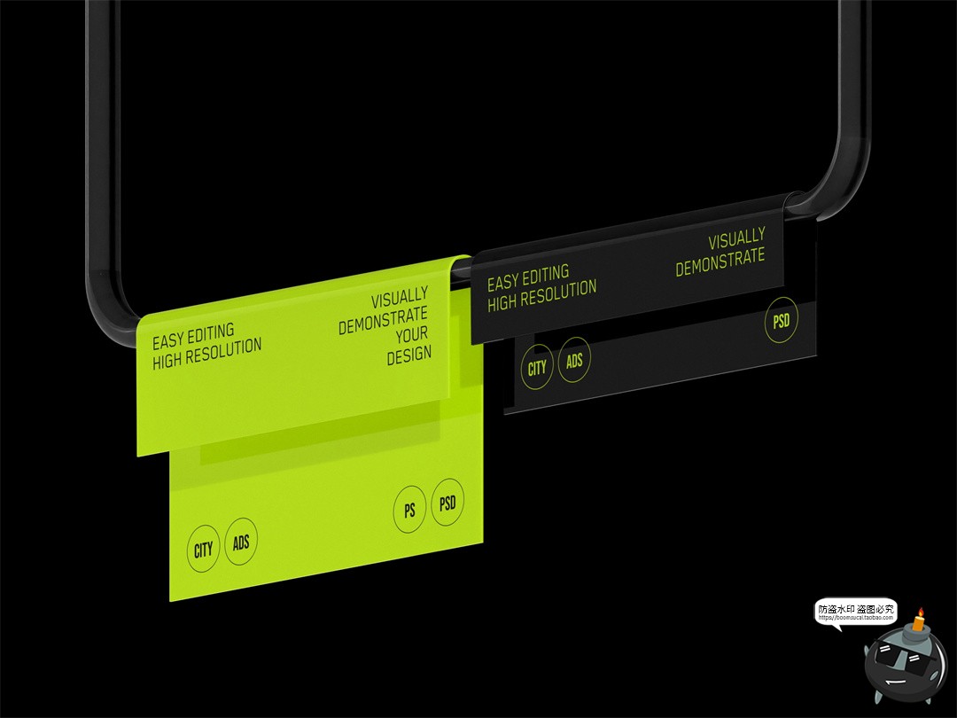 图片[6]-创意时尚路牌精神壁垒导视指示路牌吊牌效果展示样机PSD模板素材-设计猿