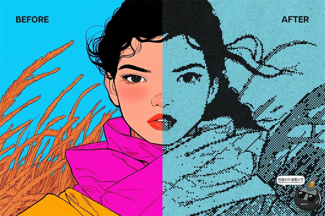 图片[2]-复古电脑图形8位像素化CRT屏幕蒸汽波半色调噪点特效PSD样机素材-设计猿