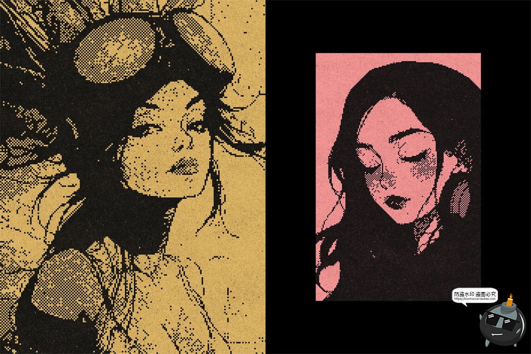 图片[6]-复古电脑图形8位像素化CRT屏幕蒸汽波半色调噪点特效PSD样机素材-设计猿