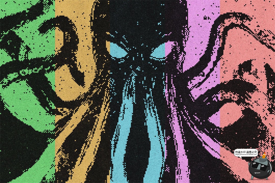 图片[7]-复古电脑图形8位像素化CRT屏幕蒸汽波半色调噪点特效PSD样机素材-设计猿