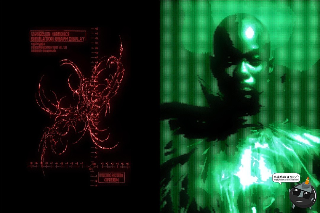 复古未来主义屏幕像素化显示器科幻效果PSD模板样机后期特效素材-设计猿