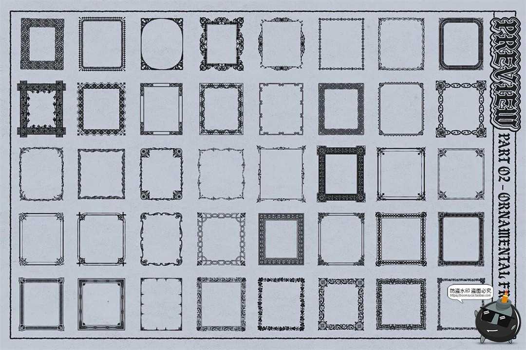 图片[4]-200+复古中世纪欧式复古繁复花纹线条边框AI矢量笔刷画笔图形素材-设计猿