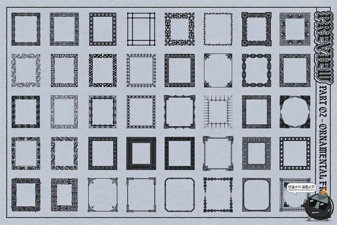 图片[6]-200+复古中世纪欧式复古繁复花纹线条边框AI矢量笔刷画笔图形素材-设计猿