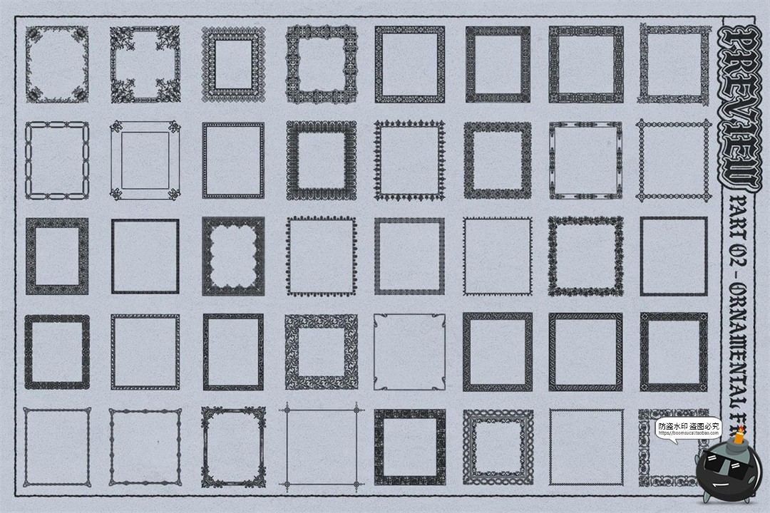 图片[7]-200+复古中世纪欧式复古繁复花纹线条边框AI矢量笔刷画笔图形素材-设计猿