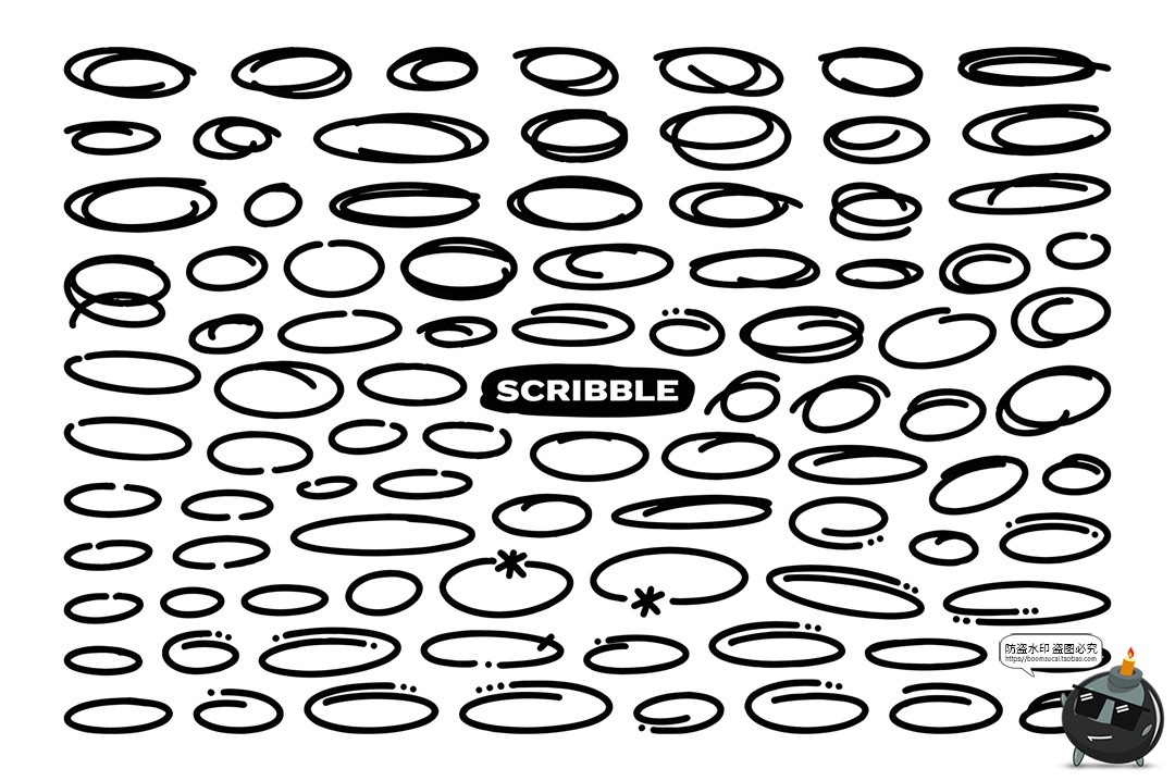 1000款马克笔手绘标记符号涂鸦线条爱心气泡对话框AI矢量PNG素材-设计猿