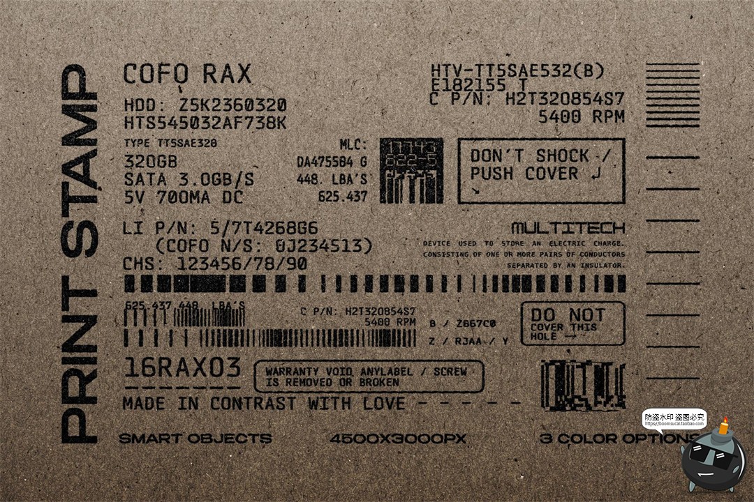 图片[1]-复古印刷品风格印章墨水粗糙牛皮纸草纸纸板标签PSD模板样机素材-设计猿